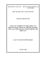 Năng lực nghiên cứu khoa học của đội ngũ giảng viên các trường đại học công lập trên địa bàn thành phố hà nội hiện nay 