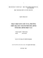Thực hiện dân chủ ở xã, phường trên địa bàn thành phố hòa bình tỉnh hòa bình hiện nay 
