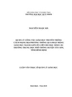 Quản lý công tác giáo dục truyền thống cách mạng địa phương thông qua hoạt động giáo dục ngoài giờ lên lớp cho học sinh các trường trung học phổ thông huyện tây sơn, tỉnh bình định 