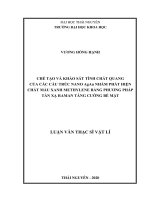 Chế tạo và khảo sát tính chất quang của các cấu trúc nano agau nhằm phát hiện chất mầu xanh methylene bằng phương pháp tán xạ raman tăng cường bề mặt 