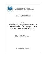 ĐỀ XUẤT CÁC HOẠT ĐỘNG MARKETING CHO TRIỂN LÃM CÔNG NGHIỆP VÀ SẢN XUẤT VIỆT NAM 2020 TẠI ĐỒNG NAI