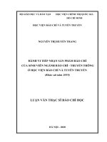 Hành vi tiếp nhận sản phẩm báo chí của sinh viên ngành báo chí   truyền thông ở học viện báo chí và tuyên truyền 
