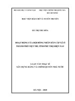 Hoạt động của hội đồng nhân dân cấp xã ở thành phố việt trì, tỉnh phú thọ hiện nay 