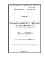 Hiệu quả sử dụng phương tiện tuyên truyền trong bảo tồn và phát huy giá trị văn hóa của dân tộc mường ở huyện ba vì, thành phố hà nội hiện nay 