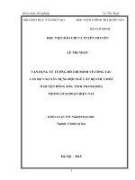 Vận dụng tư tưởng hồ chí minh về công tác cán bộ vào xây dựng đội ngũ cán bộ chủ chốt ở huyện đông sơn, tỉnh thanh hóa trong giai đoạn hiện nay 