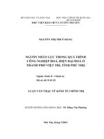 Nguồn nhân lực trong quá trình công nghiệp hóa, hiện đại hóa ở thành phố việt trì, tỉnh phú thọ 