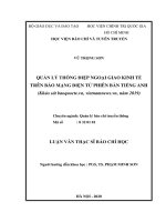 Quản lý thông điệp ngoại giao kinh tế trên báo mạng điện tử phiên bản tiếng anh (khảo sát baoquocte vn, vietnamnews vn, năm 2019) 