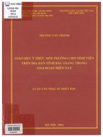 Giáo dục ý thức môi trường cho sinh viên trên địa bàn tỉnh bắc giang trong giai đoạn hiện nay 