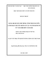 Đảng bộ huyện phú bình, tỉnh thái nguyên lãnh đạo chuyển dịch cơ cấu ngành kinh tế từ năm 2000 đến năm 2010 