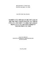 Nghiên cứu mối quan hệ giữa quản trị tri thức khách hàng, sự thích ứng của tổ chức và hiệu quả hoạt động của các doanh nghiệp ở thành phố cần thơ 