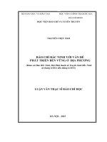Báo chí bắc ninh với vấn đề phát triển bền vững ở địa phương (khảo sát báo bắc ninh, đài phát thanh  truyền hình bắc ninh từ tháng 62014 đến tháng 62015) 