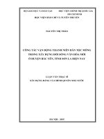 Công tác vận động thanh niên dân tộc mông trong xây dựng đời sống văn hóa mới ở huyện bắc yên, tỉnh sơn la hiện nay 