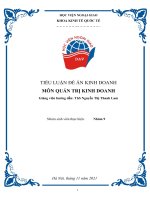 TIỂU LUẬN ĐỀ ÁN KINH DOANH MÔN QUẢN TRỊ KINH DOANH