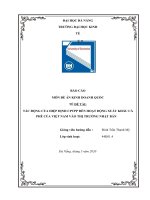 TÁC ĐỘNG CỦA HIỆP ĐỊNH CPTPP ĐẾN HOẠT ĐỘNG XUẤT KHẨU CÀ PHÊ CỦA VIỆT NAM VÀO THỊ TRƯỜNG NHẬT BẢN