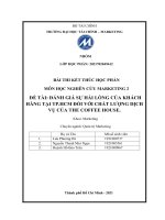 ĐÁNH GIÁ SỰ HÀI LÒNG CỦA KHÁCH HÀNG TẠI TP HCM đối VỚI CHẤT LƯỢNG DỊCH VỤ CỦA THE COFFEE HOUSE 