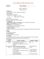 Giáo án môn Tiếng Anh lớp 3: Tuần 1 (Theo Công văn 2345 của Bộ GD&ĐT)