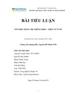 BÀI TIỂU LUẬN HỆ THỐNG ĐIỆN – ĐIỆN TỬ ô TÔ hệ thống đèn chiếu sáng TOYOTA 