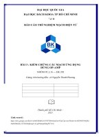 BÁO CÁO THÍ NGHIỆM MẠCH ĐIỆN TỬ BÀI 3 KIỂM CHỨNG CÁC MẠCH ỨNG DỤNG DÙNG OP-AMP