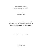 Hoàn thiện phương pháp tính giá thành sản phẩm tại công ty cổ phần thương mại sản xuất duyên hải 