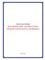 TIỂU LUẬN: QUAN HỌ BẮC NINH – NÉT ĐẸP VĂN HÓA NGHỆ THUẬT DÂN GIAN CỦA XỨ KINH BẮC