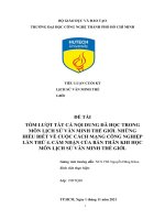 TÓM LƯỢT TẤT CẢ NỘI DUNG ĐÃ HỌC TRONG MÔN LỊCH SỬ VĂN MINH THẾ GIỚI. NHỮNG HIỂU BIẾT VỀ CUỘC CÁCH MẠNG CÔNG NGHIỆP LẦN THỨ 4