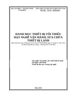 DANH MỤC THIẾT BỊ TỐI THIỂU DẠY NGHỀ VẬN HÀNH, SỬA CHỮA THIẾT BỊ LẠNH