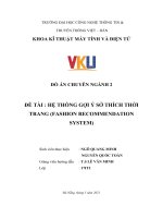 ĐỒ ÁN CHUYÊN NGÀNH 2 ĐỀ TÀI : HỆ THỐNG GỢI Ý SỞ THÍCH THỜI TRANG (FASHION RECOMMENDATIONSYSTEM). Giảng viên hướng dẫn : TS. LÊ VĂN MINH