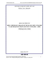BÁO CÁO TÓM TẮT ĐIỀU CHỈNH QUY HOẠCH SỬ DỤNG ĐẤT ĐẾN NĂM 2020 VÀ KẾ HOẠCH SỬ DỤNG ĐẤT KỲ CUỐI (2016 – 2020)TỈNH QUẢNG NINH