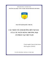 Các nhân tố ảnh hưởng đến Nợ xấu của các ngân hàng thương mại cổ phần tại Việt Nam.