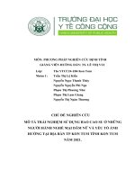 MÔ TẢ TRẢI NGHIỆM SỬ DỤNG BAO CAO SU ở NHỮNG NGƯỜI HÀNH NGHỀ MẠI DÂM NỮ VÀ YẾU TỐ ẢNH HƯỞNG TẠI địa BÀN TP KON TUM TỈNH KON TUM NĂM 2021 