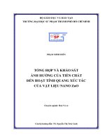 Khóa luận tổng hợp và khảo sát ảnh hưởng của tiền chất đến hoạt tính quang xúc tác của vật liệu nano zno 
