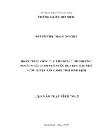 (Luận văn thạc sĩ) hoàn thiện công tác kiểm soát chi thường xuyên ngân sách nhà nước qua KBNN huyện vân canh, tỉnh bình định 