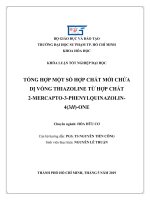 Khóa luận tổng hợp một số hợp chất mới chứa dị vòng thiazoline từ hợp chất 2 mercapto 3 phenylquinazolin4(3h) one 