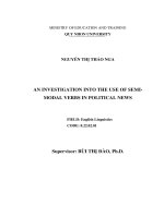 (Luận văn thạc sĩ) AN INVESTIGATION INTO THE USE OF SEMIMODAL VERBS IN POLITICAL NEWS 