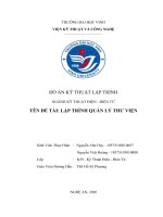 LẬP TRÌNH QUẢN LÝ THƯ VIỆN 