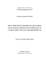 (Luận văn thạc sĩ) hoàn thiện phân tích hiệu quả hoạt động tại ngân hàng thương mại cổ phần đầu tư và phát triển việt nam   chi nhánh phú tài 