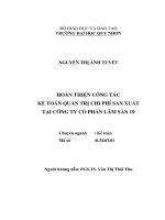 (Luận văn thạc sĩ) hoàn thiện công tác kế toán quản trị chi phí sản xuất tại công ty cổ phần lâm sản 19 