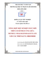 Khóa luận tổng hợp một số hợp chất mới trên cơ sở phản ứng giữa methyl 5  halogenosalicylate với các phenacyl bromide 