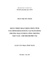 (Luận văn thạc sĩ) hoàn thiện hoạt động phân tích tài chính khách hàng tại ngân hàng thương mại cổ phần công thương việt nam   chi nhánh phú tài 
