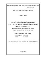 Tổ chức hình ảnh trên trang bìa các tạp chí thông tin chỉ dẫn   giải trí ở việt nam hiện nay (khảo sát các tạp chí thời trang trẻ, ôtô   xe máy, tạp chí thể thao, thế giới văn hóa năm 2014) 