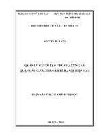 Quản lý người tạm trú của công an quận cầu giấy, thành phố hà nội hiện nay 