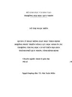 Quản lý hoạt động dạy học theo định hướng phát triển năng lực học sinh ở các trường trung học cơ sở trên địa bàn thành phố quy nhơn, tỉnh bình định 