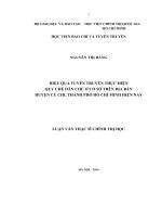 Hiệu quả tuyên truyền thực hiện quy chế dân chủ ở cơ sở trên địa bàn huyện củ chi, thành phố hồ chí minh hiện nay 