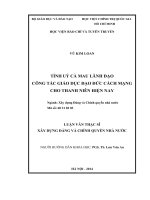 Tỉnh ủy cà mau lãnh đạo công tác giáo dục đạo đức cách mạng cho thanh niên hiện nay 