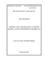 Giáo dục y đức cho sinh viên các trường đại học y, dược ở thành phố hà nội hiện nay 