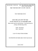 Báo chí lạng sơn với việc tuyên truyền về an ninh biên giới (khảo sát báo lạng sơn, đài phát thanh   truyền hình lạng sơn từ tháng 12010 đến tháng 62012) 