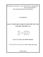 Quản lý biến đổi xã hội ở thành phố việt trì, tỉnh phú thọ hiện nay 