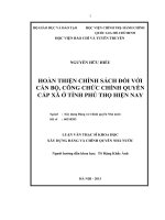 Hoàn thiện chính sách đối với cán bộ, công chức chính quyền cấp xã ở tỉnh phú thọ hiện nay 
