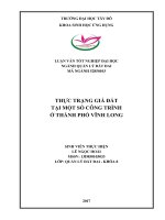 Khóa luận tốt nghiệp đại học ngành Quản lý đất đai: Thực trạng giá đất ở một số công trình tại thành phố Vĩnh Long