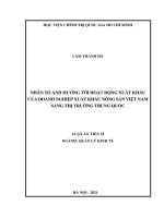 Nhân tố ảnh hưởng tới hoạt động xuất khẩu của doanh nghiệp xuất khẩu nông sản việt nam sang thị trường trung quốc 